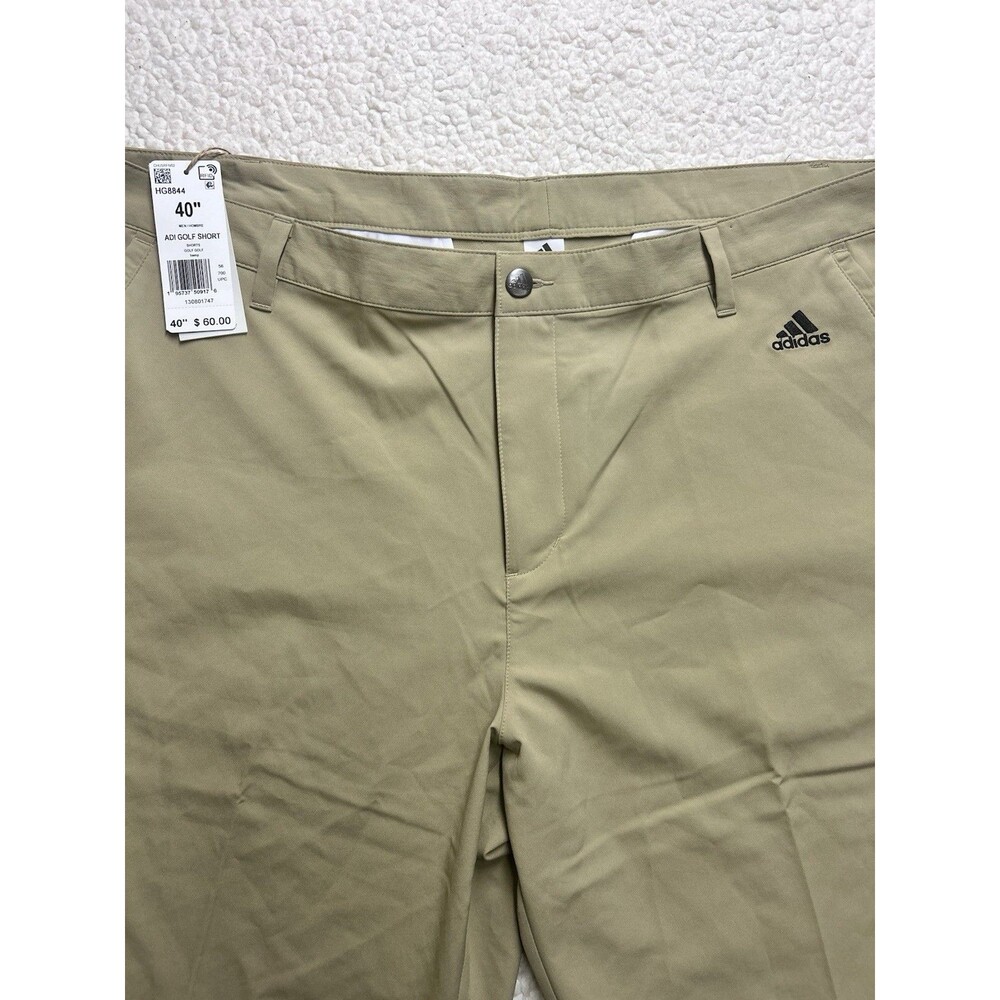 Adidas Adi Golf Shorts Mens 40 Khaki Beige Hemp Flat Front 3-Stripe NWT HG8844
